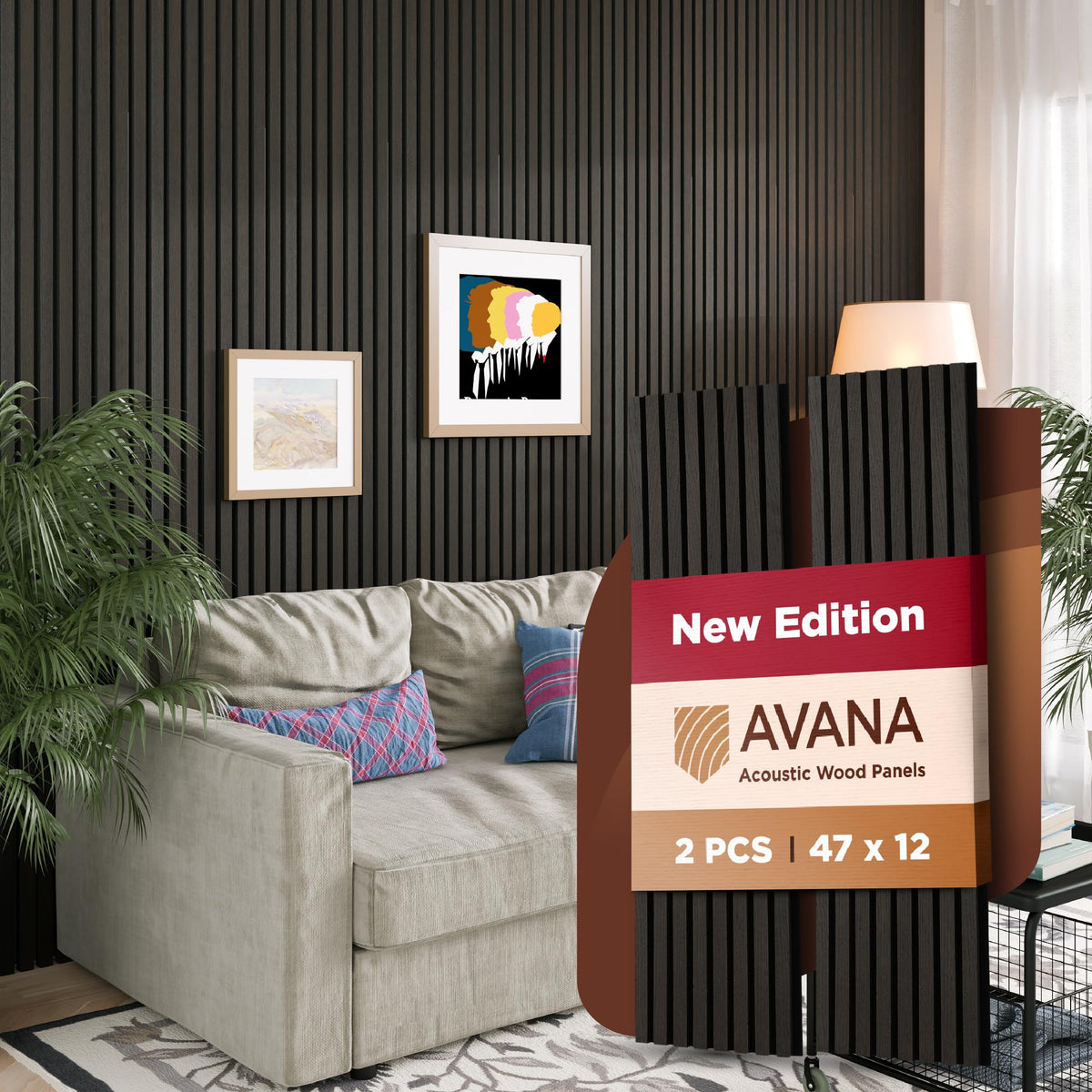 Avana Acoustic Wood Wall Panels – 93.2x11.25 Inch Panels – Fits 94x12 Layout – Rustic Walnut Acoustic Panels 4 PCs –Wall Panels For Interior Wall Decor For Homes, Offices – Durable Wood Panel For Wall