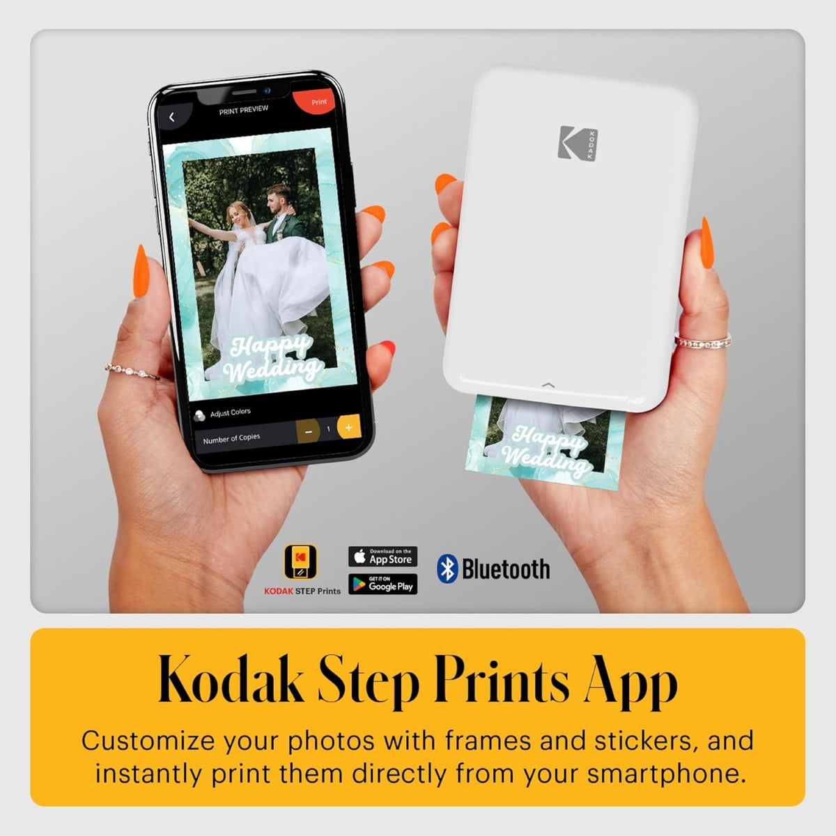 KODAK Step Printer Wireless Mobile Photo Printer with Zink Zero Ink Technology & Kodak App for iOS & Android (White) Gift Bundle