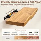fuqing Live Edge Floating Shelves for Wall, 20 Inch Solid Elm Wood Shelves