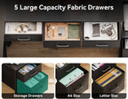 AODK 79 inch L Shaped Desk with 5 Drawers, LED Light & 2 Power Outlets