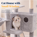 Hey-brother Cat Tree Tower with Padded Platform Bed, Hammock, MPJ019-SW