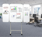 Excello 40” x 60” Mobile, Folding Whiteboard on Wheels with Magnetic Surface and Flip-Out Marker Tray