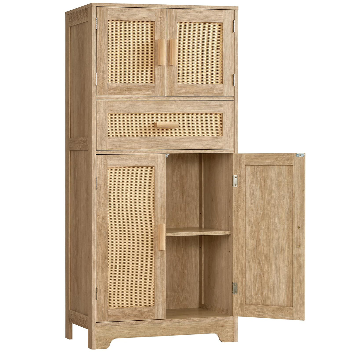 TEENFON Storage Cabinet, Coffee Bar Cabinet with 3 Drawers, 2 Adjustable Shelves & 2 Doors, Buffet Cabinet, Kitchen Cabinet for Kitchen, Dining Room, Living Room, White