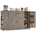 HOSTACK 47" W Kitchen Island Cart with Storage, Rolling Island Table, Green