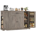 HOSTACK 47" W Kitchen Island Cart with Storage, Rolling Island Table, White