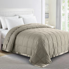 puredown® Blankets Queen Size - Soft Lightweight Down Blanket for Bed, Cozy Warm Luxury Bed Blanket with Satin Trim, White (90"X90")