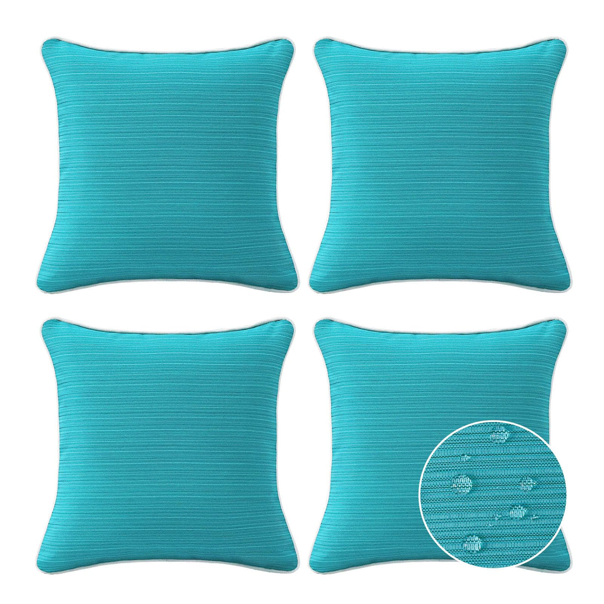 Sunbrella Decorative Outdoor Water Repellent Throw Pillows with Inserts, Set of 4, 18" x18" Pillows for Patio, Backyard, Bed, Couch, and Patio Furniture, Specrtum Pebble