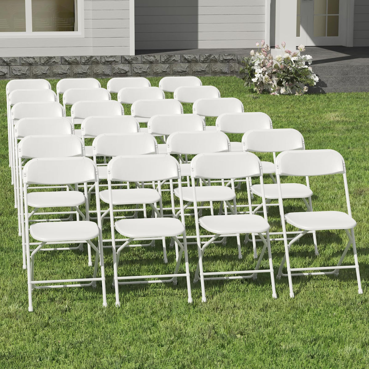 10 Pack White Folding Chairs for School Events Wedding Party Picnic