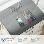 DUMOS Farmhouse Nightstand with Built-in Charging Station & USB Ports