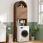Arched Over The Toilet Storage Cabinet with Fluted Doors, Bathroom Shelf