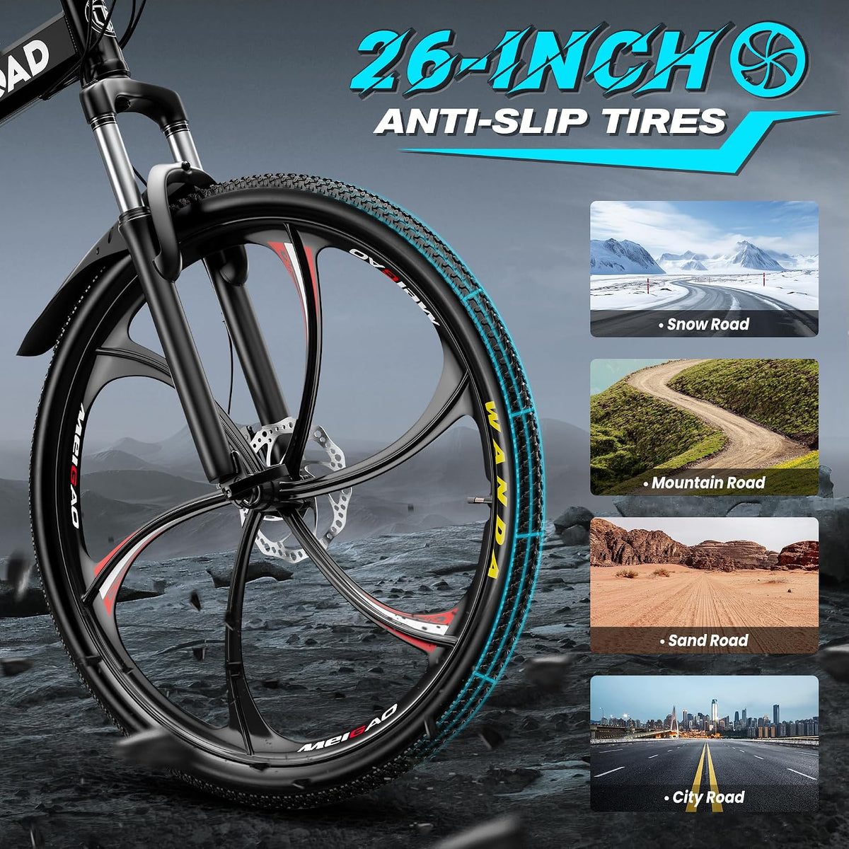 Betterland 26 Inch Adult Folding Mountain Bike, 21 Speeds Full Suspension Foldable Bikes, Dual Disc Brake, High Carbon Steel Frame Bicycle for Men Women