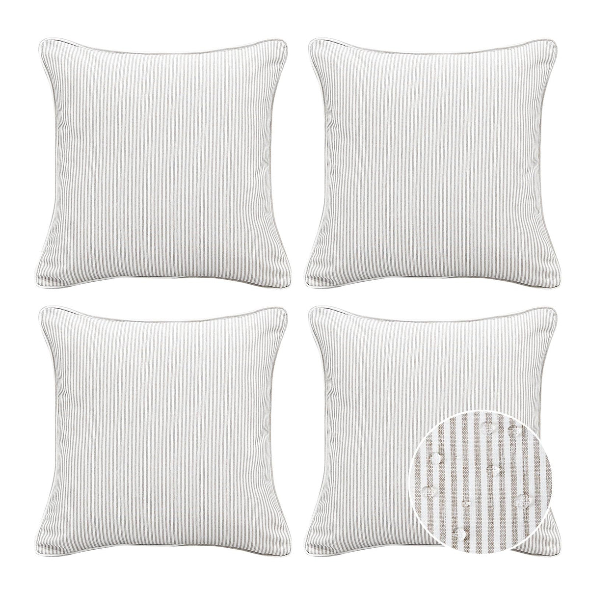 Sunbrella Decorative Outdoor Water Repellent Throw Pillows with Inserts, Set of 4, 18" x18" Pillows for Patio, Backyard, Bed, Couch, and Patio Furniture, Specrtum Pebble