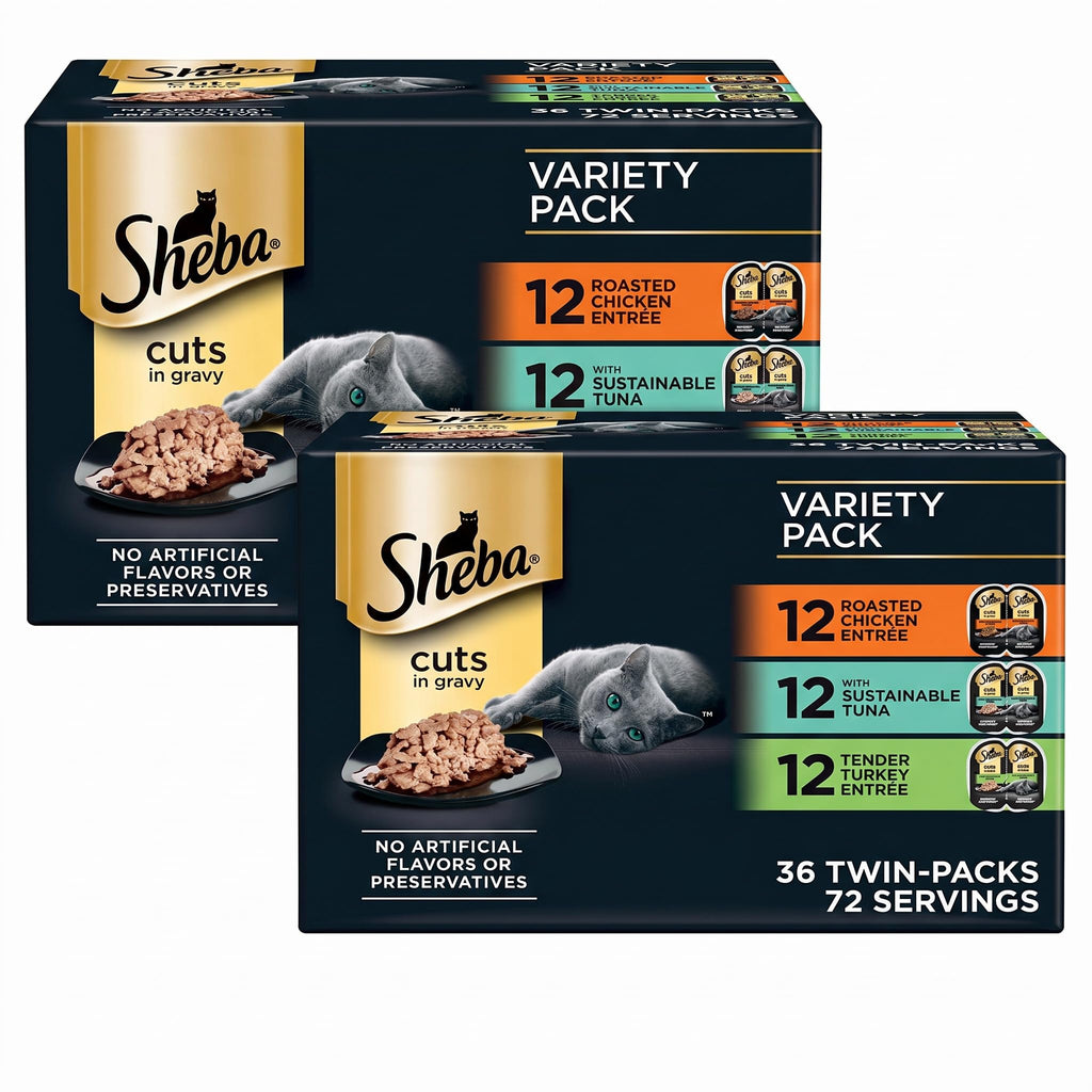 Sheba Perfect Portions Cuts Wet Cat Food, Variety Pack, 2.6 oz, 48 ct