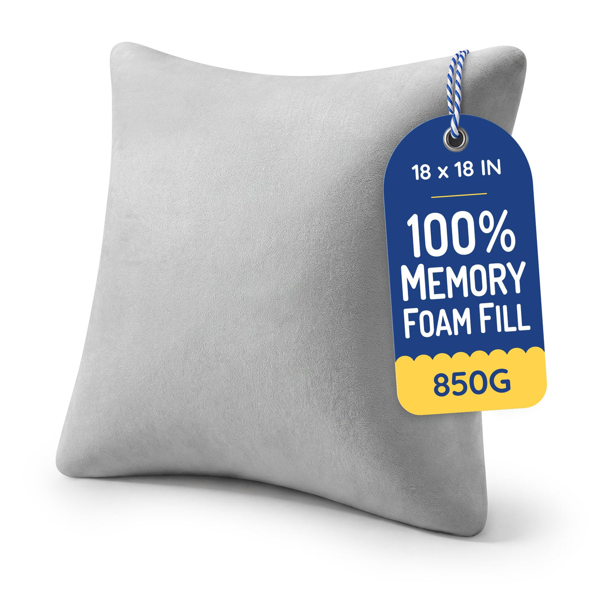 AM AEROMAX 18x18 Memory Foam Throw Pillow Inserts, 4 Pack, Square, White