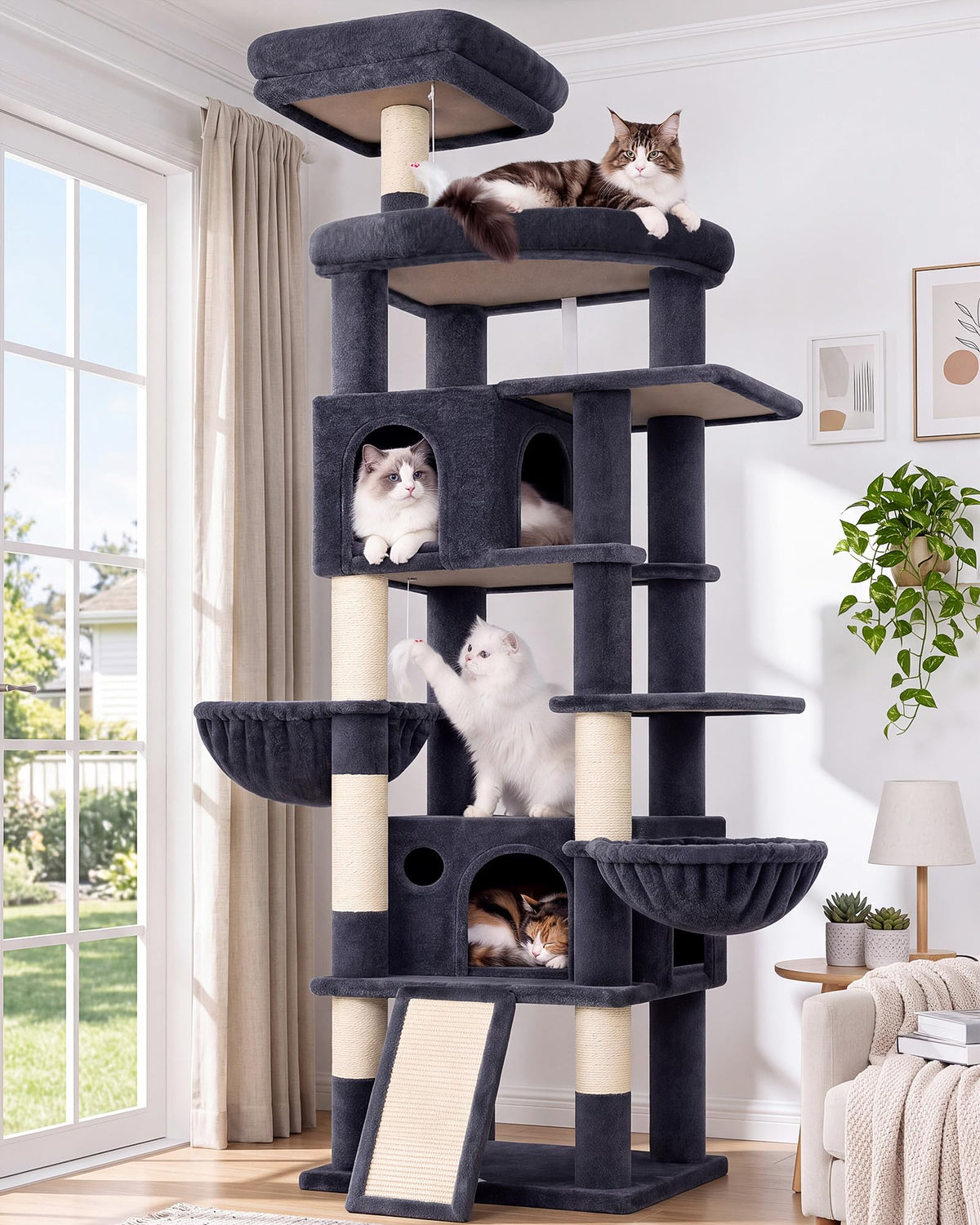 Globlazer Cat Tree for Large Adult Cats, Heavy Duty Indoor Cat Tower, F74B