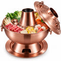 Charcoal Hot Pot, Chinese Charcoal Hot Pot Cooker for Camping (Bronze)