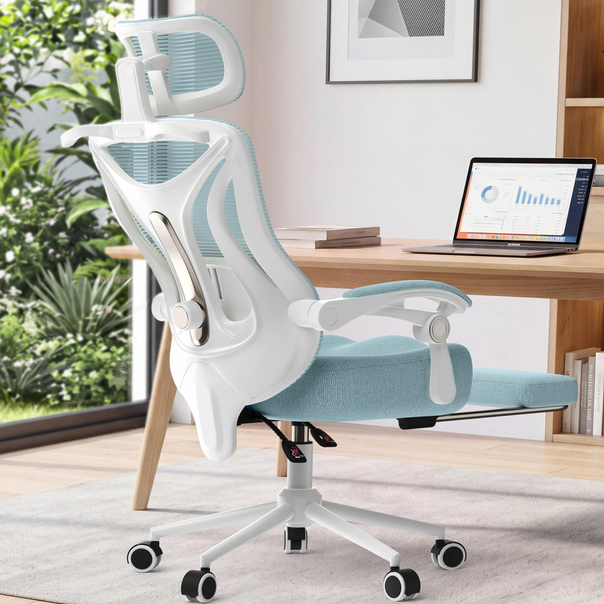 CYKOV Ergonomic Office Chair with Footrest, Reclining Mesh Back, 350 Lbs