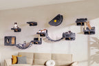 13-in-1 Cat Wall Shelves, Moon & Bridge Cat Wall Furniture, Beige