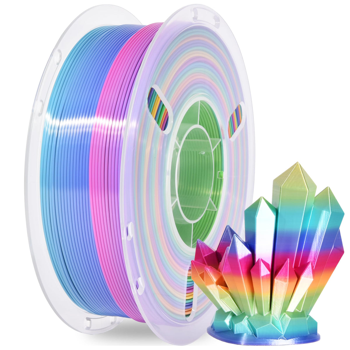 RAMBERY Silk Rainbow PLA 3D Printer Filament Bundle, 10 Colors Total 10kg, 1.75mm Multicolor Gradient 3D Printing Filament for Most FDM 3D Printers, 1KG Spool (2.2lbs) x 10 PCS