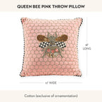 MACKENZIE-CHILDS Throw Pillow, 18x12, Queen Bee Pink