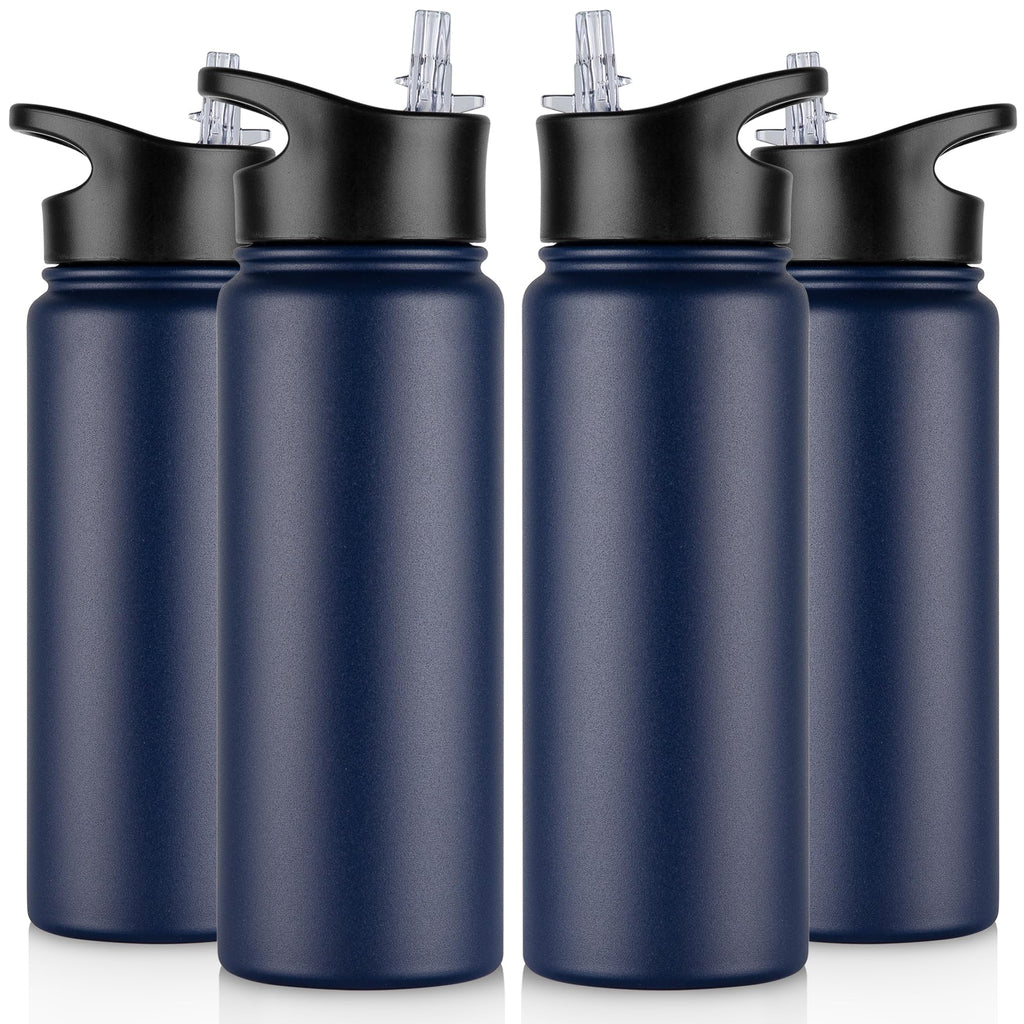 32 oz Insulated Water Bottle Bulk 8 Pack, Stainless Steel Sports Water Bottles with Straw Lid & Wide Mouth Lids, Double Walled Vacuum, Leak Proof, White