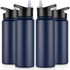 32 oz Insulated Water Bottle Bulk 8 Pack, Stainless Steel Sports Water Bottles with Straw Lid & Wide Mouth Lids, Double Walled Vacuum, Leak Proof, White
