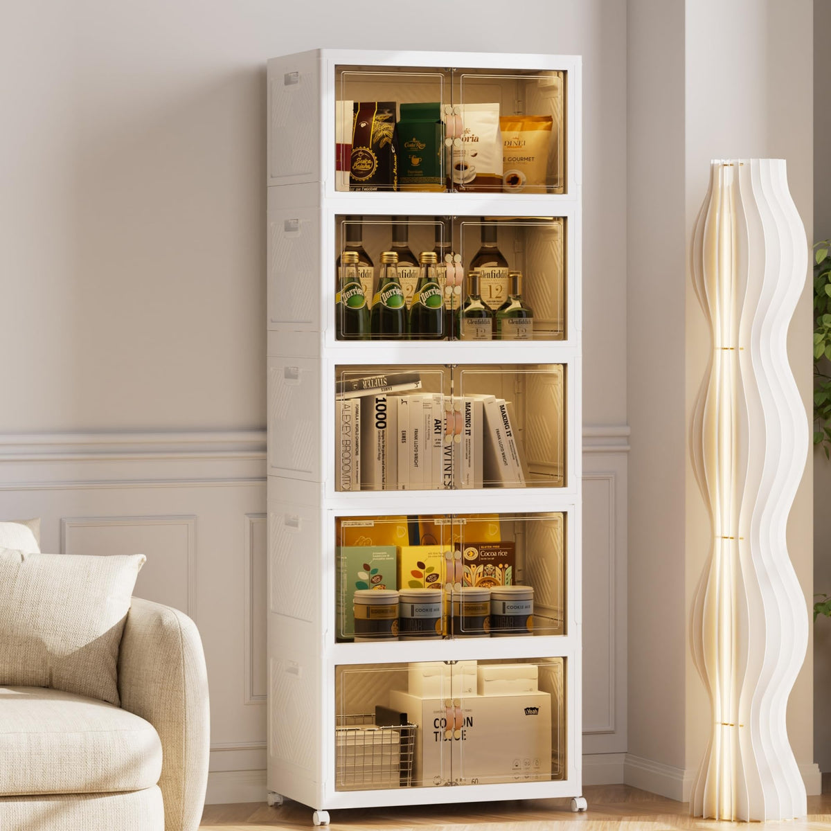 SAILUN 336QT Stackable Storage Bins with Lid, Storage Cabinet 3 Pack Black