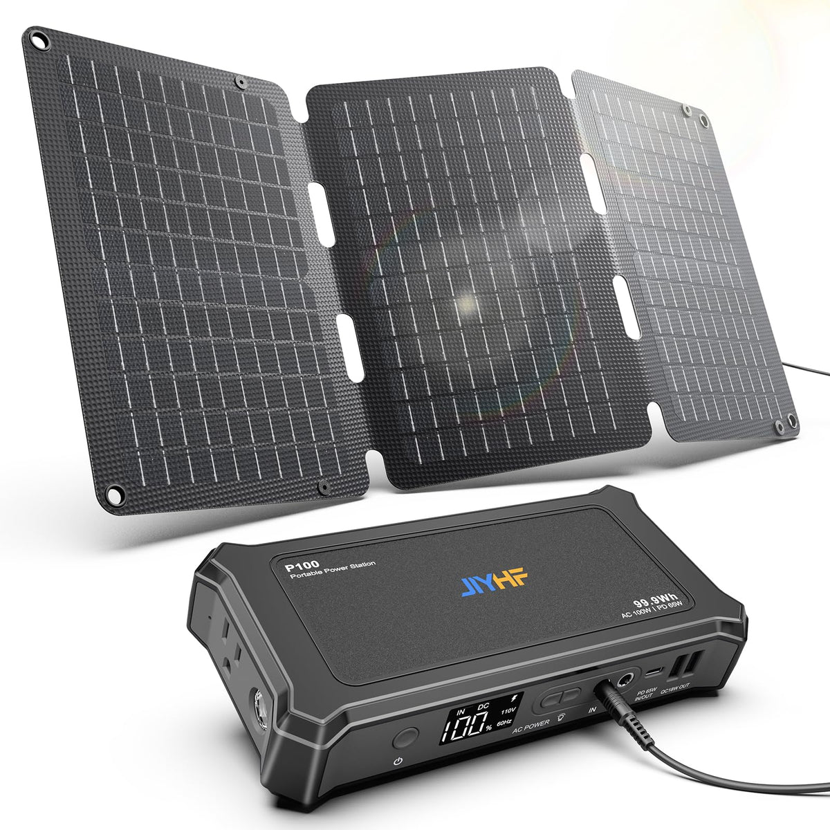 JIYHF Portable Power Station with AC Outlet - 99.9Wh Backup Battery, 100W AC & 65W USB-C PD Fast Charging Ideal for Outdoor Work