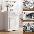 ZIFTY Pull Out Trash Can Cabinet for 13 Gallon Bin, Laundry Hamper, White