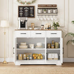 HOSTACK Kitchen Buffet Cabinet with Storage, Sideboard Coffee Bar, White