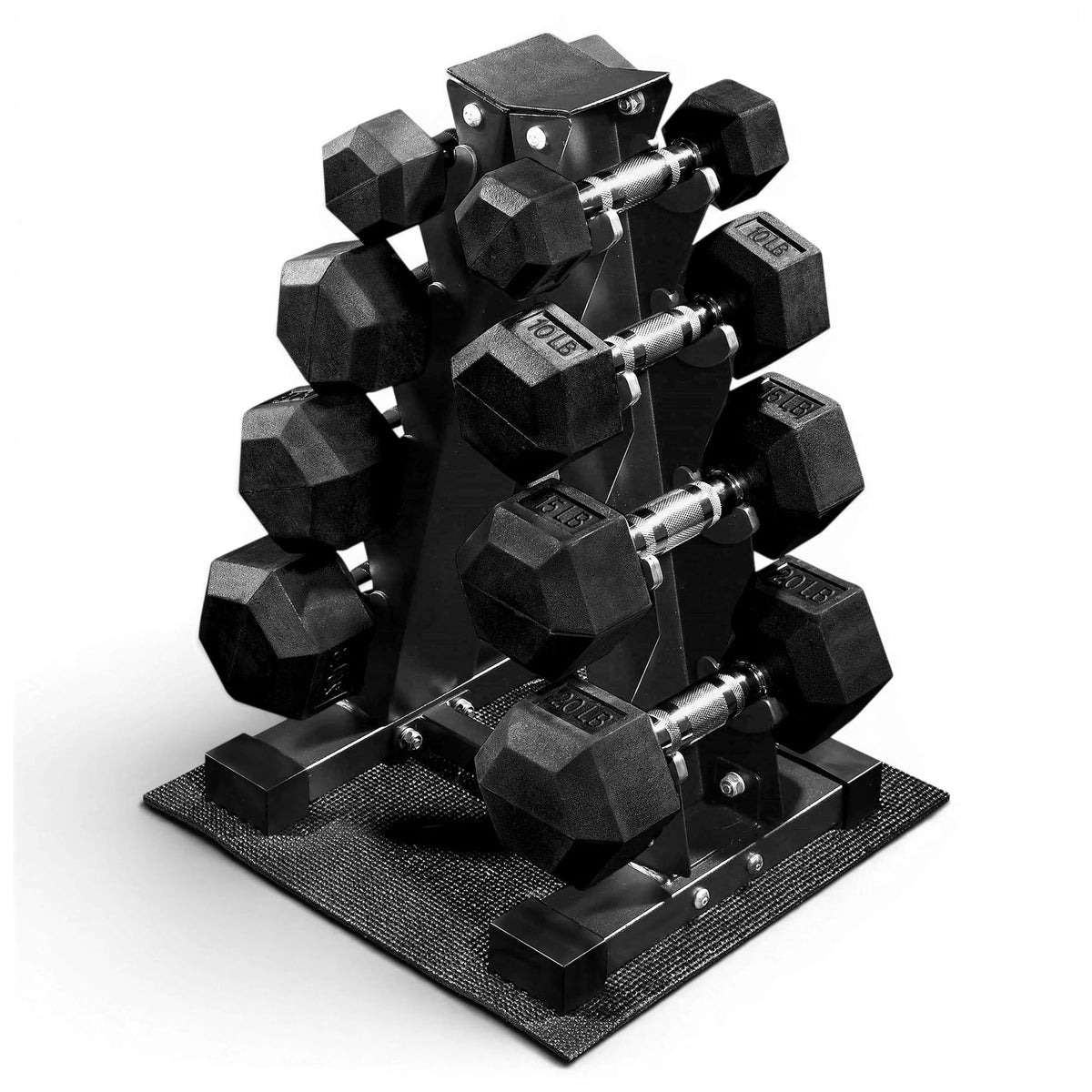 BalanceFrom Rubber Coated Hex Dumbbell Weight Set with Storage Rack, 100LB or 150LB or 200LB Set, 5-20 lbs or 5-25 lbs or 10-30 lbs Pairs