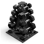 BalanceFrom Rubber Coated Hex Dumbbell Weight Set with Storage Rack, 100LB or 150LB or 200LB Set, 5-20 lbs or 5-25 lbs or 10-30 lbs Pairs