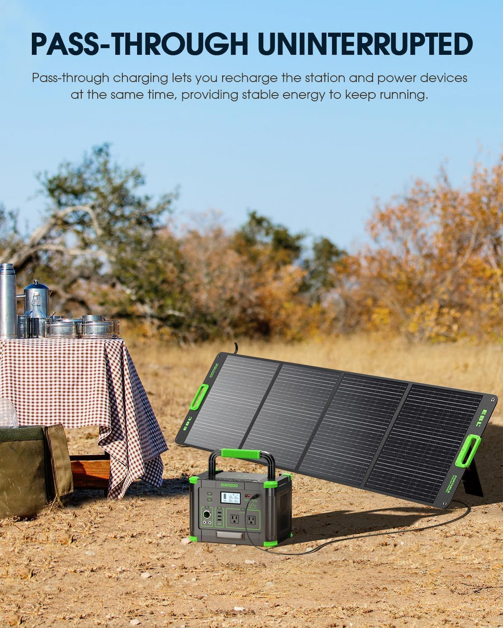 1000W Portable Power Station 999Wh, Solar Generator for Outdoor Emergency