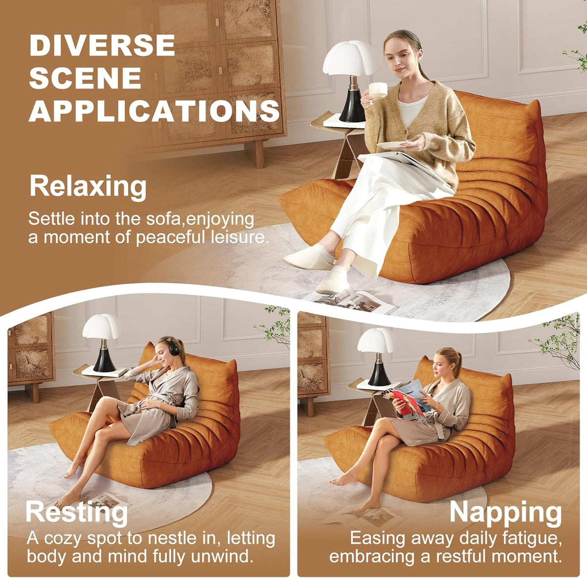 Bean Bag Chair for Adults, Memory Foam Bean Bag Sofa with Waterproof Fabric