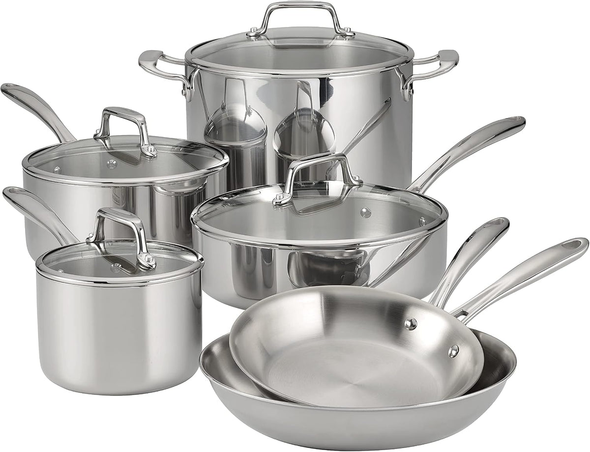 Tramontina Boston Tri-Ply Clad Stainless Steel 10-Pc Pots and Pans Set