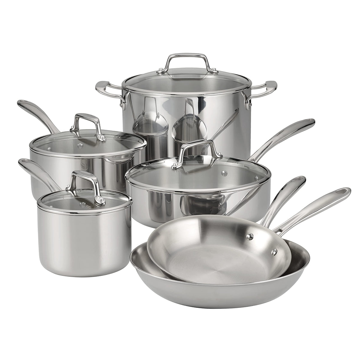 Tramontina Boston Tri-Ply Clad Stainless Steel 10-Pc Pots and Pans Set