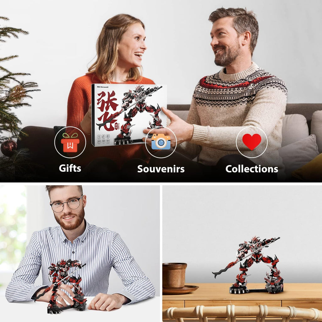Microworld 3D Metal Puzzle, Famous Chinese Generals Zhang Fei, Mechanical Soldier Challenge Metal Model Kits, Brain Teaser Creative Gifts DIY 3D Puzzles for Adults