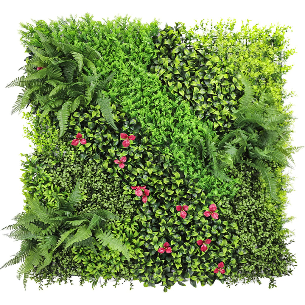 ECOOPTS 20"x20" Faux Ivy Privacy Fence Screen Artificial Boxwood Panels Topiary Hedge Plants for Indoor Outdoor Decoration, #6 Mixed Leaves, 15 Packs