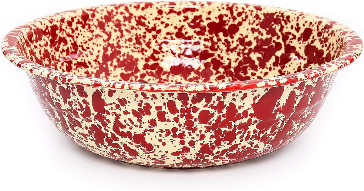Enamelware Benson Basin, 32 quart, Red/White Splatter (Single)