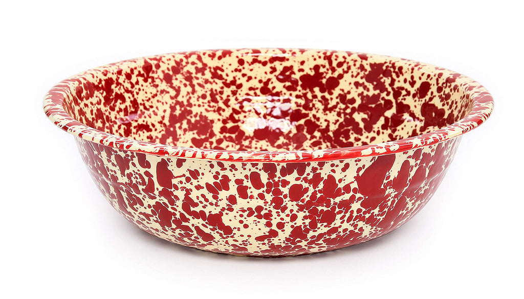Enamelware Benson Basin, 32 quart, Red/White Splatter (Single)