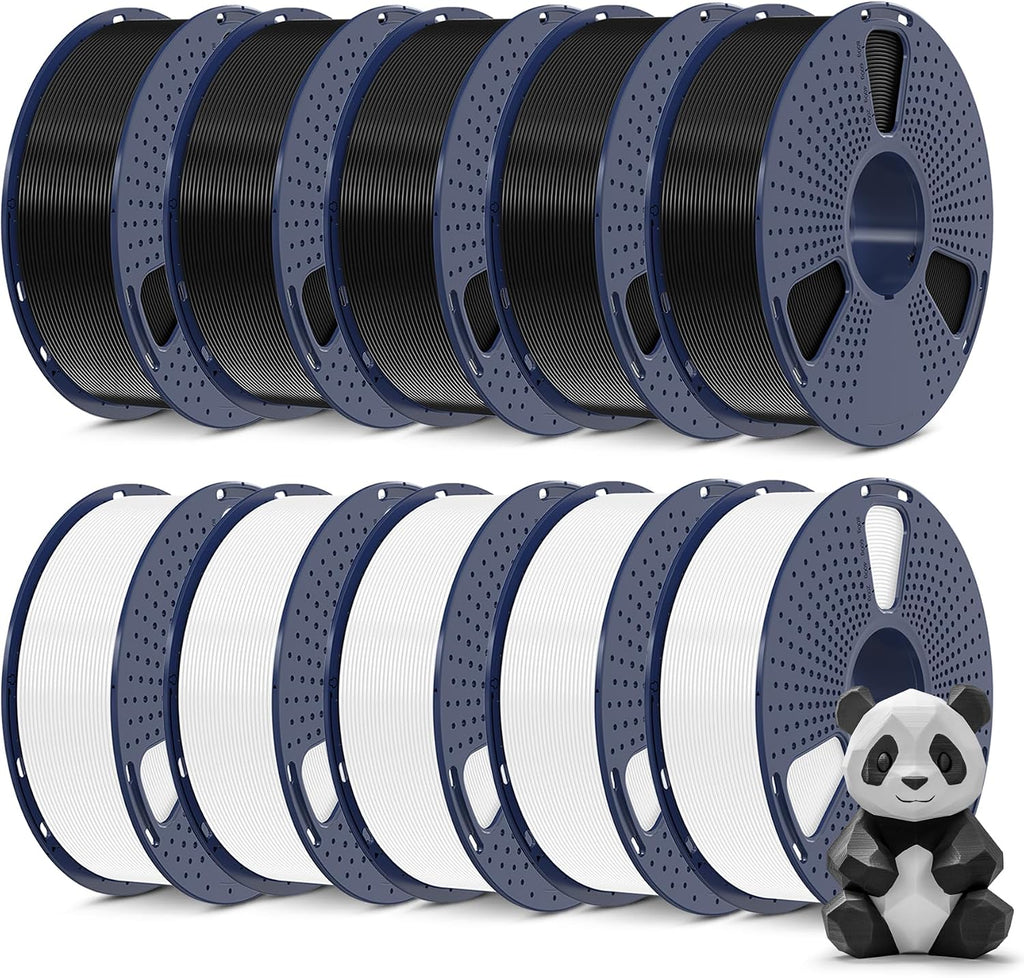 SUNLU PLA Plus Filament 1.75mm, 10KG Bundle, Black & White