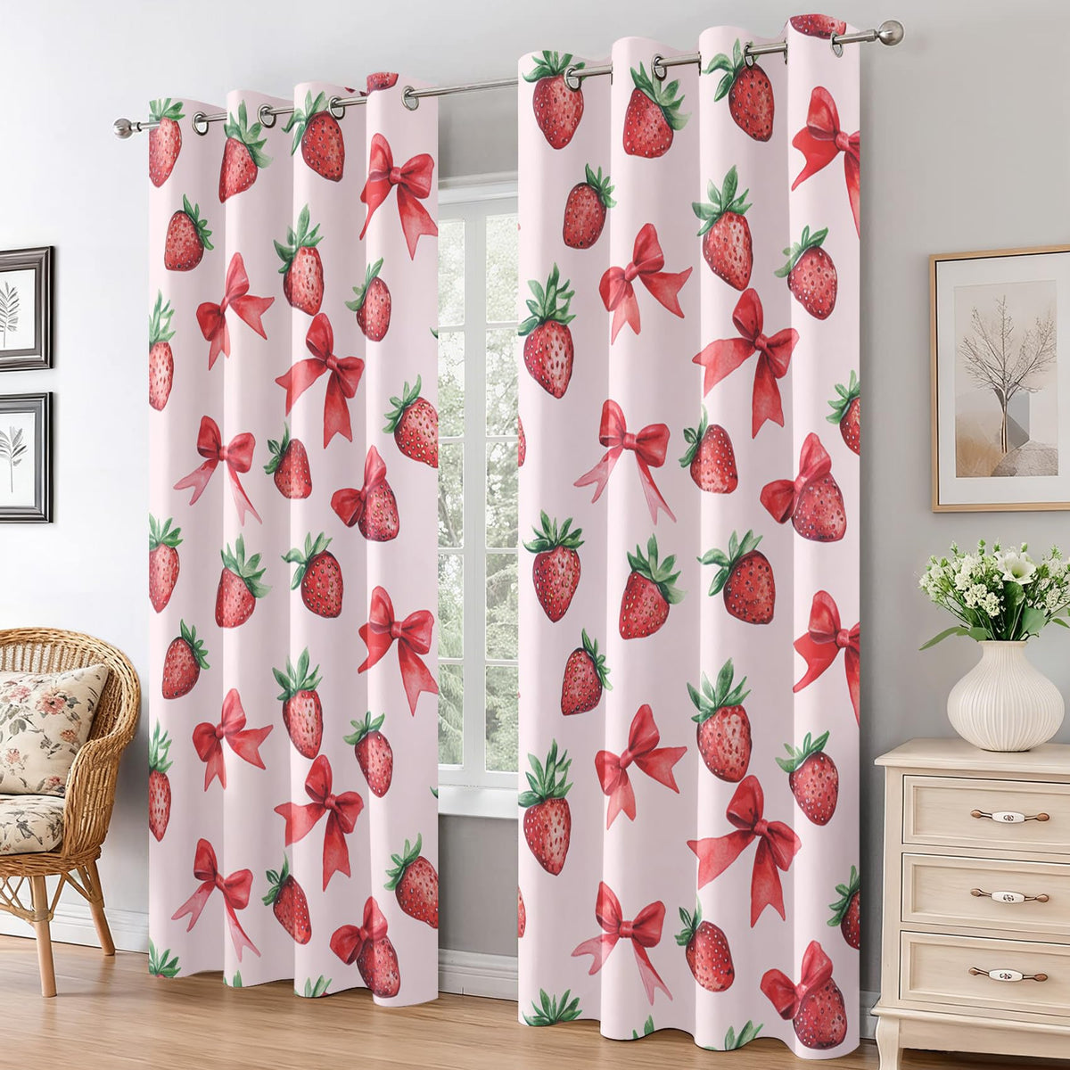 Cute Sun Curtains Blackout for Living Room Bedroom, Colorful Floral Butterfly Curtains 108 Inch Length 2 Panels Set, Thermal Insulated Grommet Drapes - Girly Kawaii Home Decor Q3K-X16