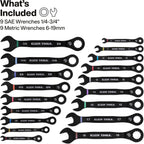 KLEIN TOOLS 69418CG 18-Piece Combination Ratcheting Wrench Set