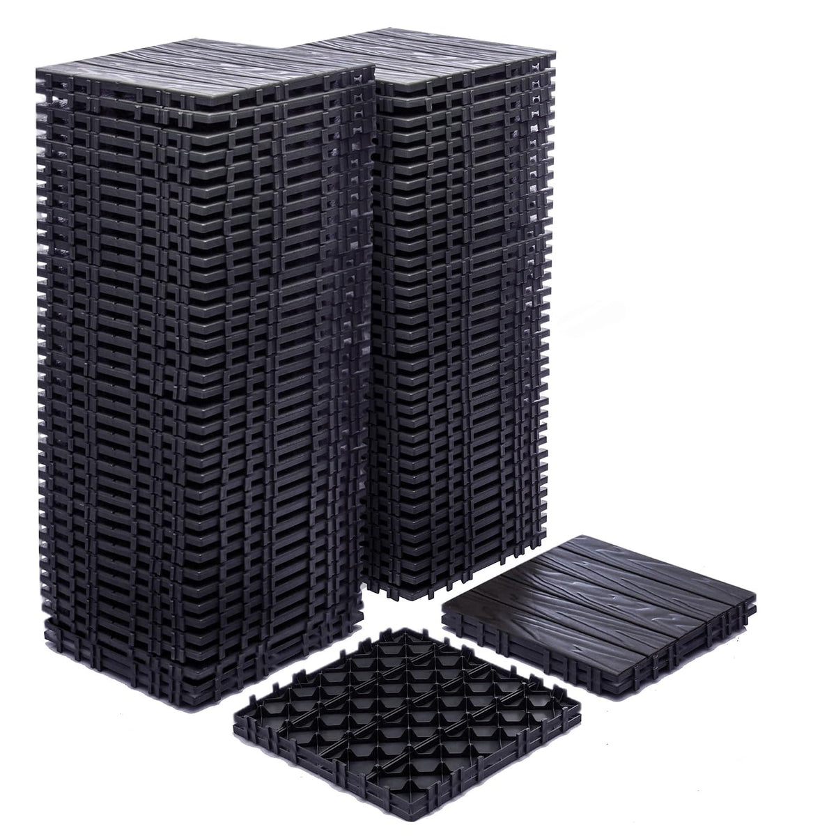 68 Pcs Interlocking Deck Tile (11.42"x11.42"), 61.60 Sq.Ft Deck Flooring Outdoor Waterproof All Weather, Flooring Tiles for Balcony, Backyard, Indoor & Outdoor, Dark Gray