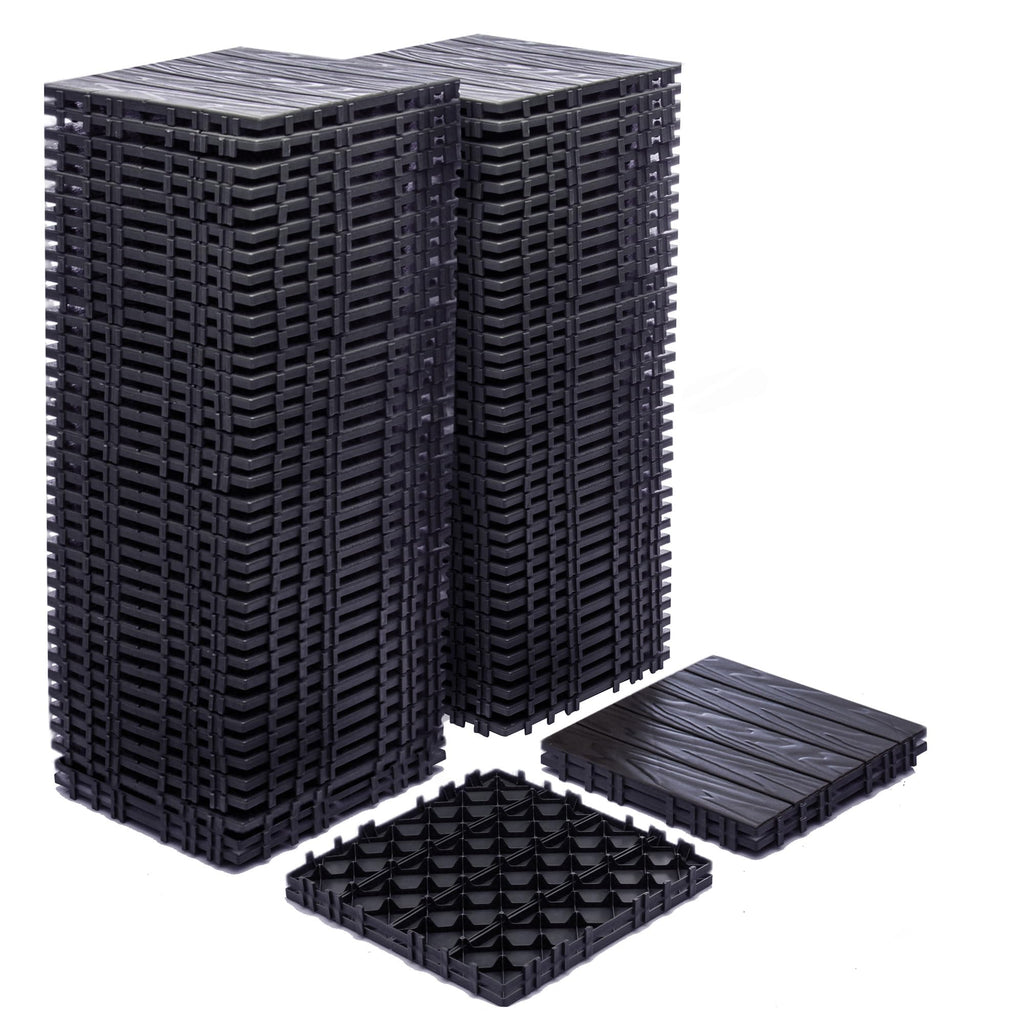 68 Pcs Interlocking Deck Tile (11.42"x11.42"), 61.60 Sq.Ft Deck Flooring Outdoor Waterproof All Weather, Flooring Tiles for Balcony, Backyard, Indoor & Outdoor, Dark Gray