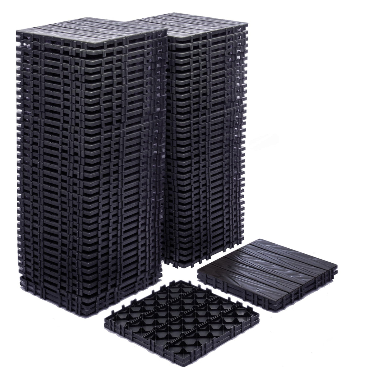 Plastic Interlocking Deck Tiles, 12"x12" Patio Flooring, 44 Packs Deck Tile Outdoor Waterproof All Weather, Flooring Tiles for Balcony, Backyard Pool decking Tiles, Easy Installation, Brown