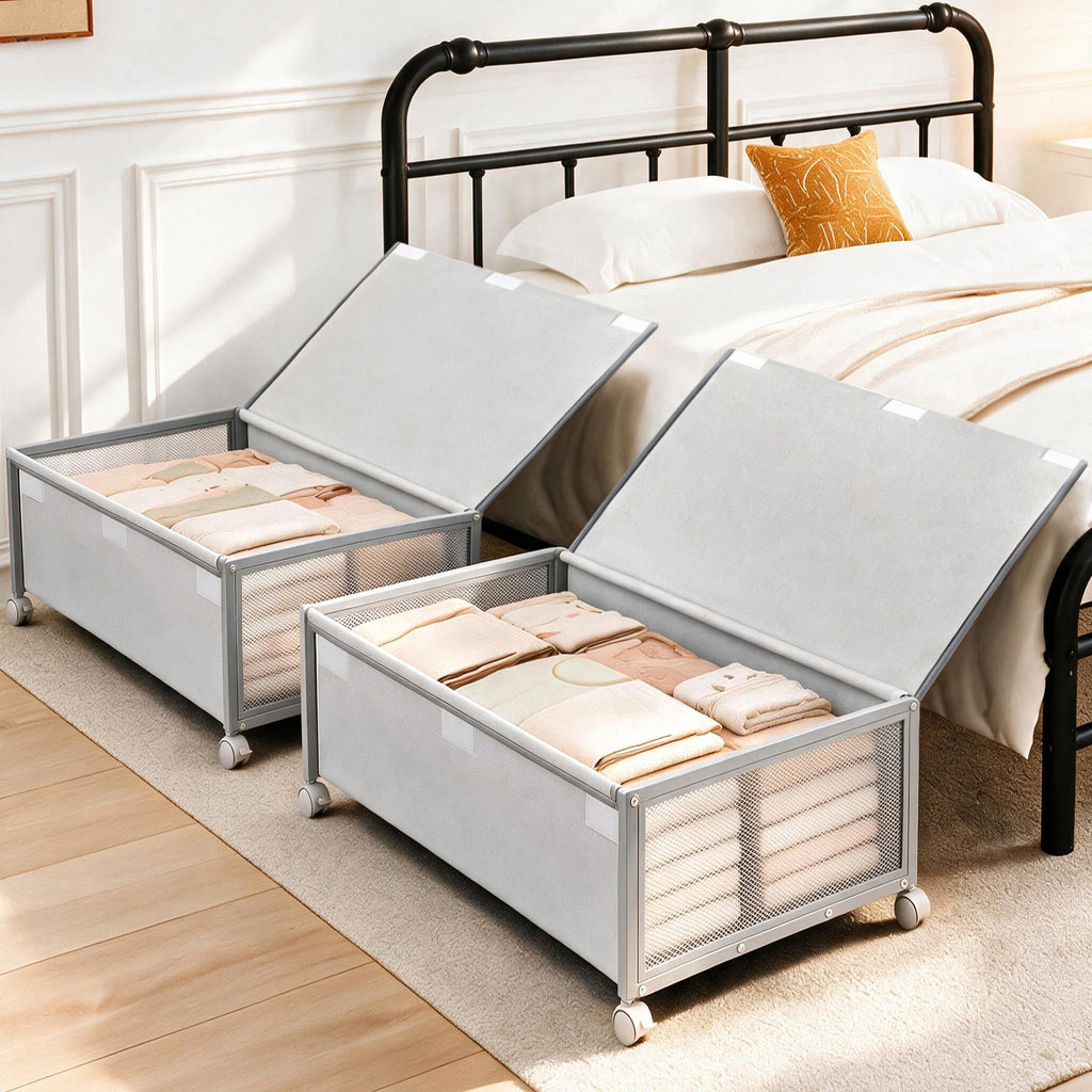 Fokyfok 2Pack Under Bed Storage Containers,16 inch Height,31 inch Long