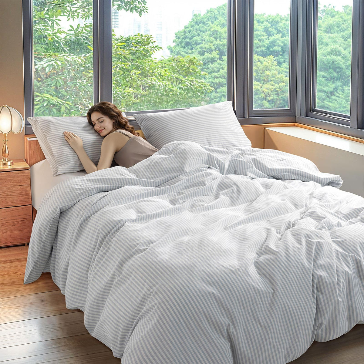 Shilucheng 100% Linen King Duvet Cover Set, Linen