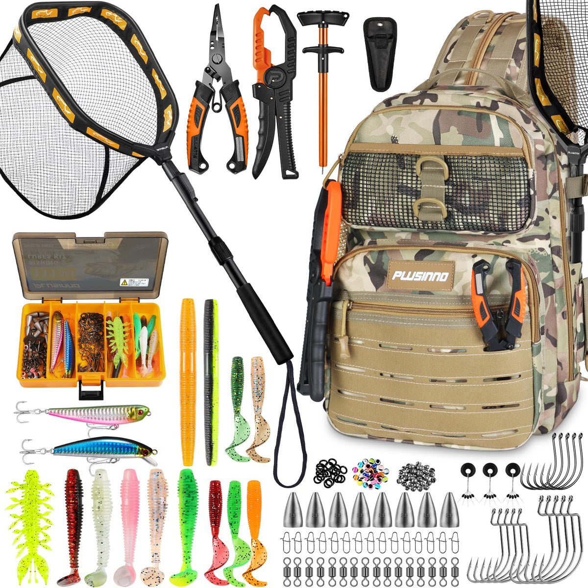 PLUSINNO Fishing Gear, Fishing Backpack with Tackle Box, Tackle Backpack
