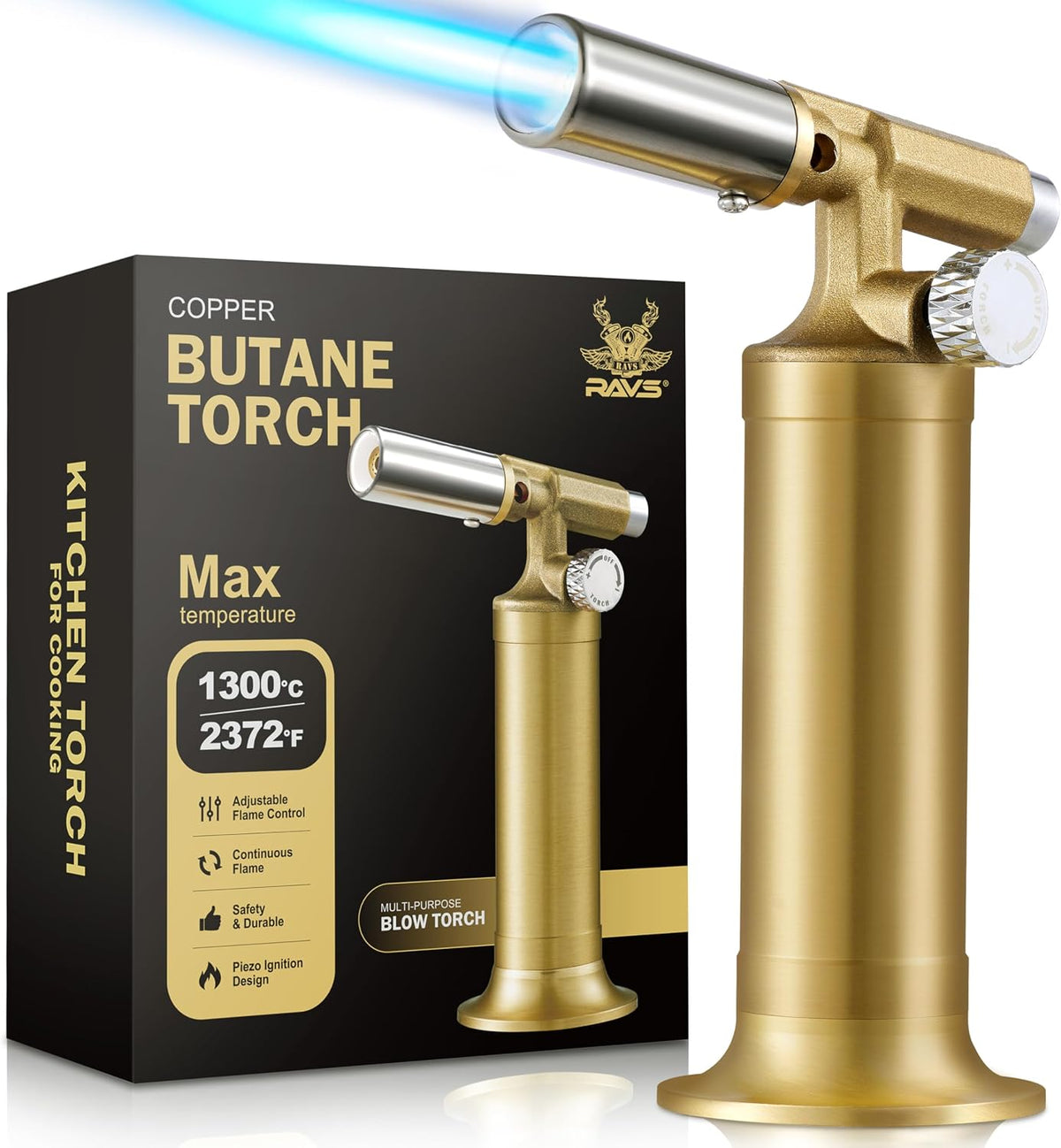 RAVS Copper Butane Torch Lighter, Kitchen Torch with Detachable Copper Base
